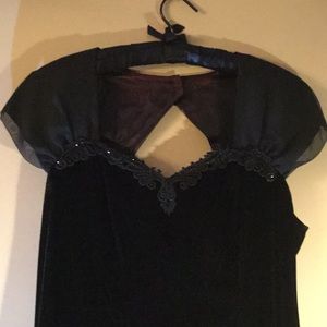 Black Velvet gown with Appliqué
